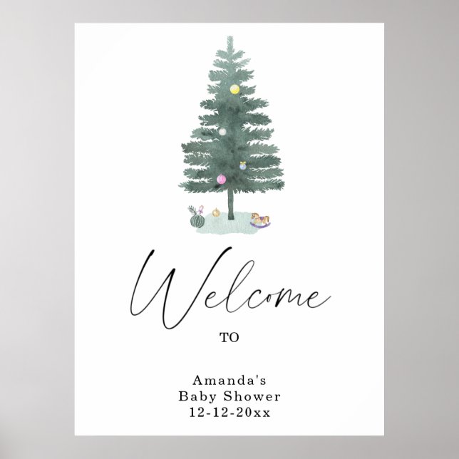 Watercolor christmas tree modern poster (Front)