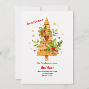 Watercolor Christmas Tree Moving Announcement