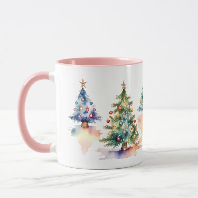 Watercolor Christmas Tree  Mug (Left)