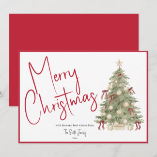 Watercolor Christmas Tree Non-Photo Holiday Card