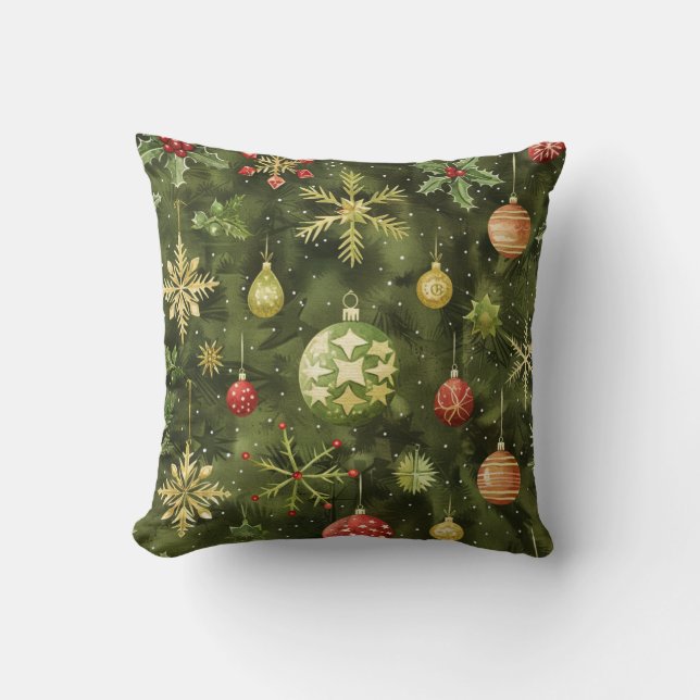  Watercolor  Christmas tree ornament Cushion (Front)