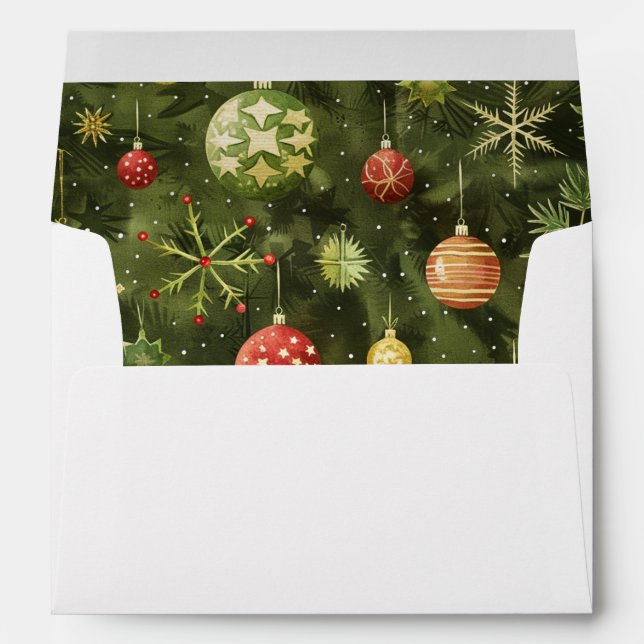 Watercolor Christmas tree ornament  Envelope (Back (Bottom))