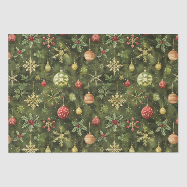  Watercolor  Christmas tree ornament Tissue Paper (Front)