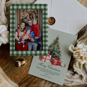 Watercolor Christmas Tree Photo Christmas Card