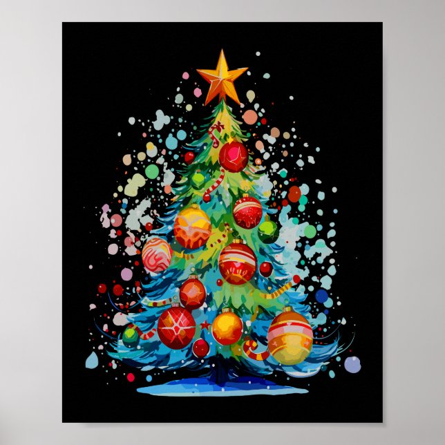 Watercolor Christmas Tree  Poster (Front)