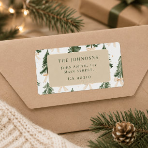 Watercolor Christmas Tree Return Address Label