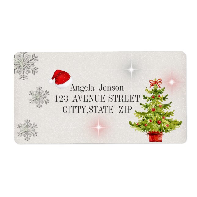 Watercolor Christmas Tree, Santa Hat,Glitter (Front)