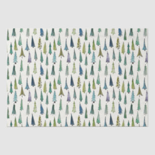 Watercolor Christmas Tree Seamless Pattern Tissue Paper