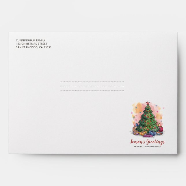 Watercolor Christmas Tree | Season's Greetings Envelope (Front)