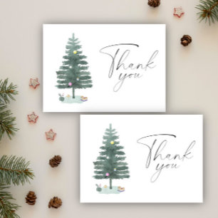 Watercolor Christmas tree Thank you Card