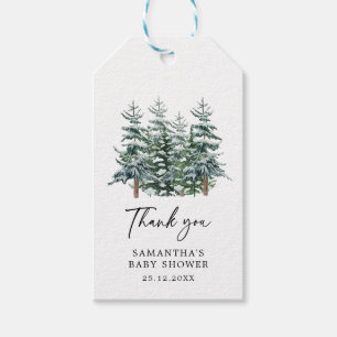 Watercolor Christmas Tree Winter Baby Shower  Gift Tags