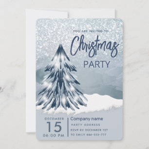 Watercolor Christmas tree winter Christmas party  Invitation