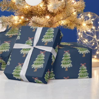 watercolor christmas tree wrapping paper