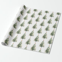 Watercolor Christmas Tree Wrapping Paper