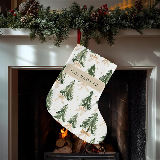Watercolor Christmas Tree Wrapping Paper Large Christmas Stocking (Creator Uploaded)
