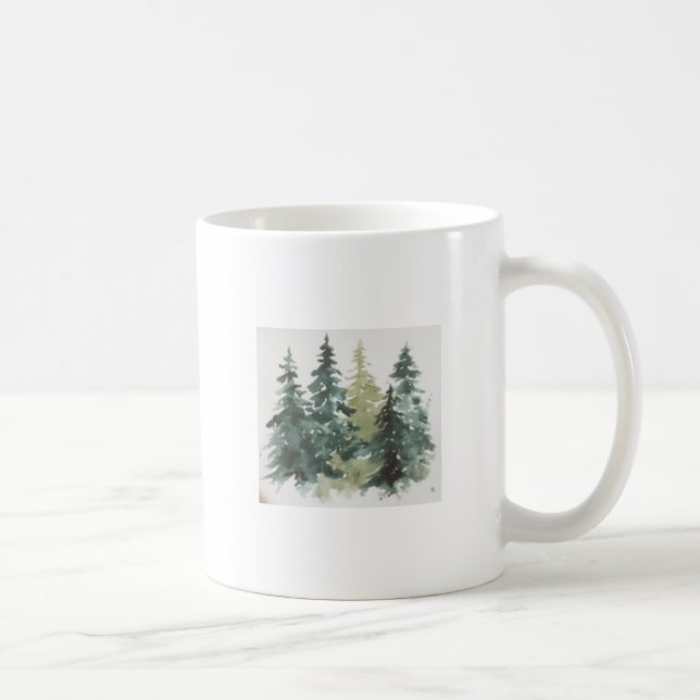 Watercolor Christmas Trees Coffee Mug (Right)