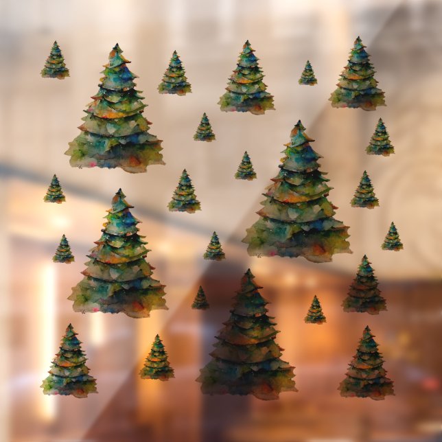 Watercolor Christmas Trees Festive Holiday Pattern (Sheet 2)