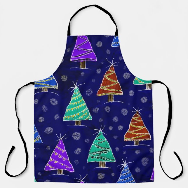 Watercolor Christmas Trees: Forest Pattern. Apron (Front)