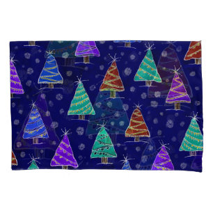 Watercolor Christmas Trees: Forest Pattern. Pillowcase