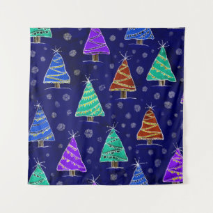 Watercolor Christmas Trees: Forest Pattern. Tapestry