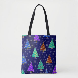 Watercolor Christmas Trees: Forest Pattern. Tote Bag