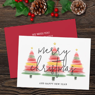Watercolor Christmas Trees Holiday Card