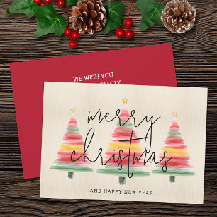 Watercolor Christmas Trees Holiday Card