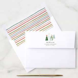 Watercolor Christmas Trees Holiday Stripe Address Envelope