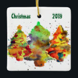 Watercolor Christmas Trees Light Ceramic Ornament<br><div class="desc">Watercolor Christmas Trees -  A triple threat with three watercolor Christmas Trees on one side of this square Christmas ornament and on the reverse is a place for you to put your own photo!  The watercolor Christmas trees are great for the artist in all of us!</div>