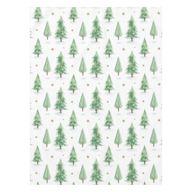Watercolor Christmas Trees Seamless Pattern Tablecloth (Front)