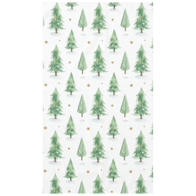 Watercolor Christmas Trees Seamless Pattern Tablecloth (Front)