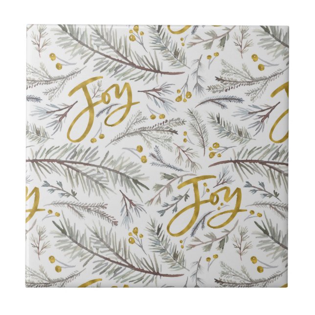 Watercolor Christmas Twigs  Tile (Front)