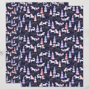 Watercolor Christmas Unicorn Scrapbook Paper