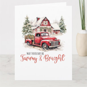Watercolor Christmas Vintage Truck and Barn  Card