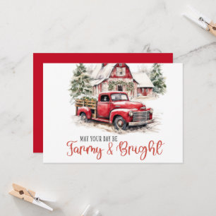 Watercolor Christmas Vintage Truck and Barn  Invitation