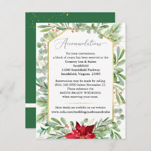 Watercolor Christmas Wedding Accommodations Card