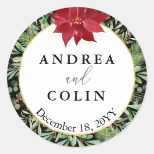 Watercolor Christmas Wedding Envelope Seal