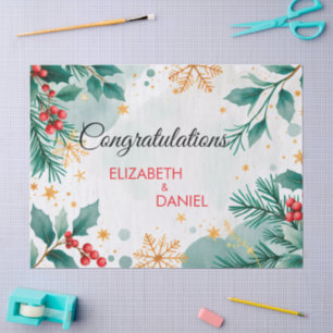 Watercolor Christmas Wedding Wrapping Paper 