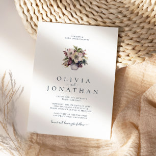 Watercolor Christmas Winter FLoral Wedding Invitation