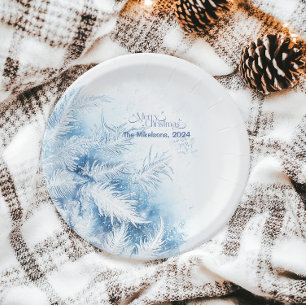 Watercolor Christmas Winter Wonderland Paper Plate