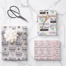 Watercolor Christmas Wrapping Paper Set of 3