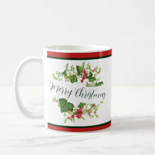 Watercolor Christmas wreath custom Holiday Coffee Mug