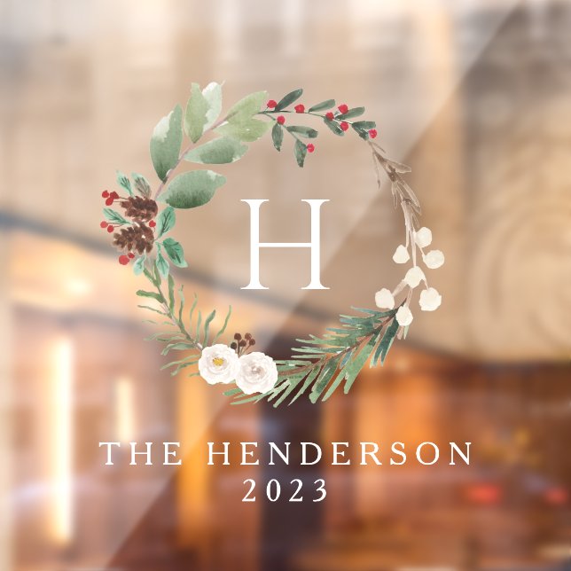 Watercolor Christmas Wreath Family Monogram (Sheet 2)