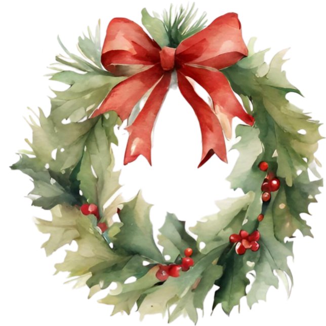 Watercolor Christmas Wreath  Holiday Card (Creator Uploaded)