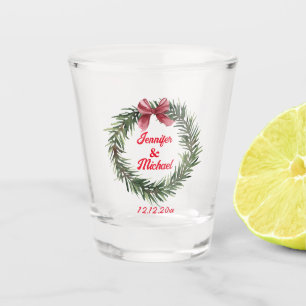 watercolor christmas wreath winter wedding  shot glass