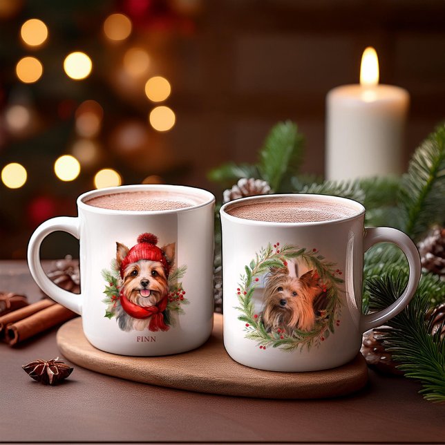 Watercolor Christmas Yorkie Dog  Coffee Mug (Creator Uploaded)