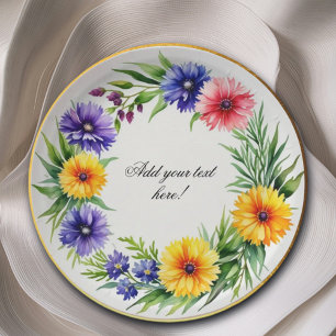 Watercolor Chrysanthemum Elegant Paper Plate