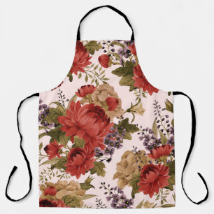 Watercolor Chrysanthemum Roses: Floral Seamless Apron