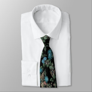 Watercolor , chrysanthemums tie