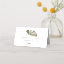 Watercolor Church Traditional Monogram Wedding